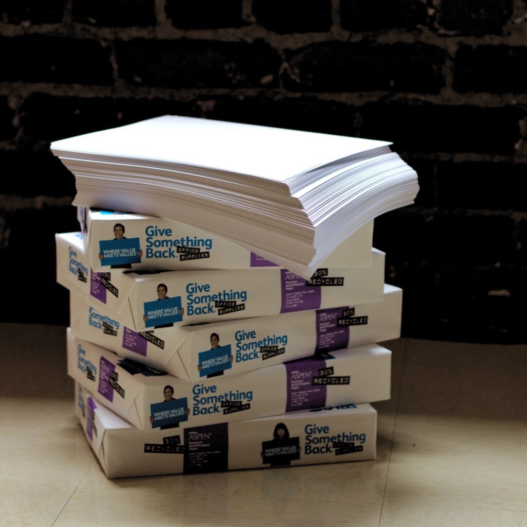 Supreme A3 copy paper reams stacked and ready for order